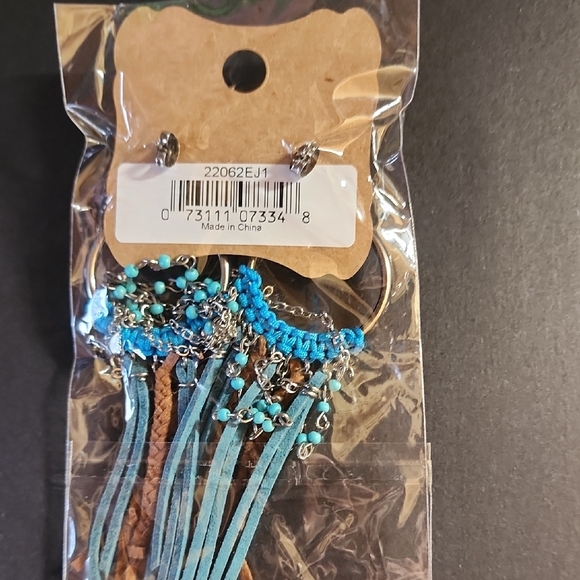 Justin Boots Turquoise and Brown Earrings - Picture 2 of 2